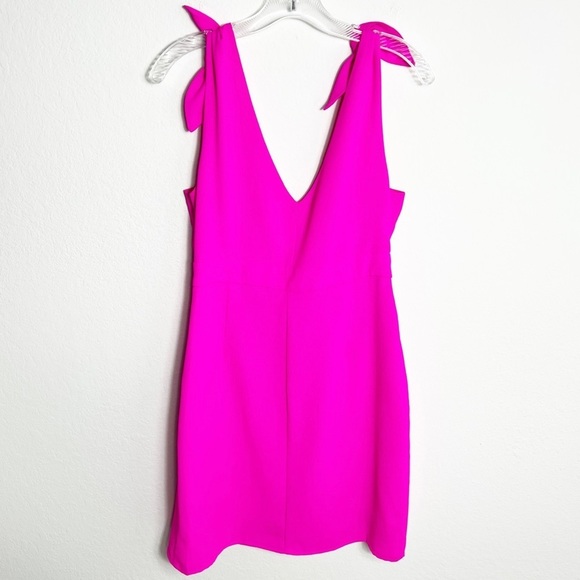 GILLI PINK V-NECK BOW SHOULDER MINI WOMEN DRESS SIZE LARGE - Picture 4 of 8